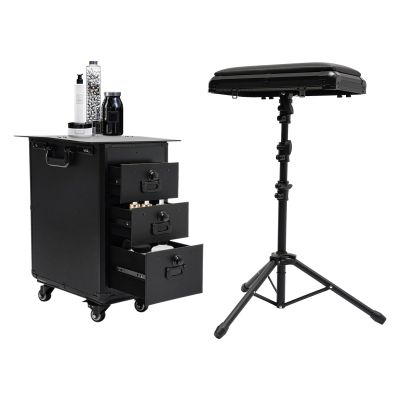 AreMOLO Rolling Makeup Case, Makeup Train Box Large Storage Travel Make-up Trolley Cosmetic Travel Organizer with 3 Side Drawers & Wheels, Cosmetic Case Salon Barber Bag Traveling Cart, Load 44.09lbs