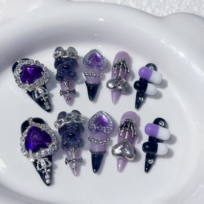 Handmade Wearable Nail Patches - Detachable and Reusable Fake Nails(L)