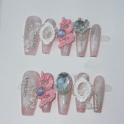 Nail Enhancement Chinese Loong Hand Wearing Removable False Nail Enhancement Patch(S)