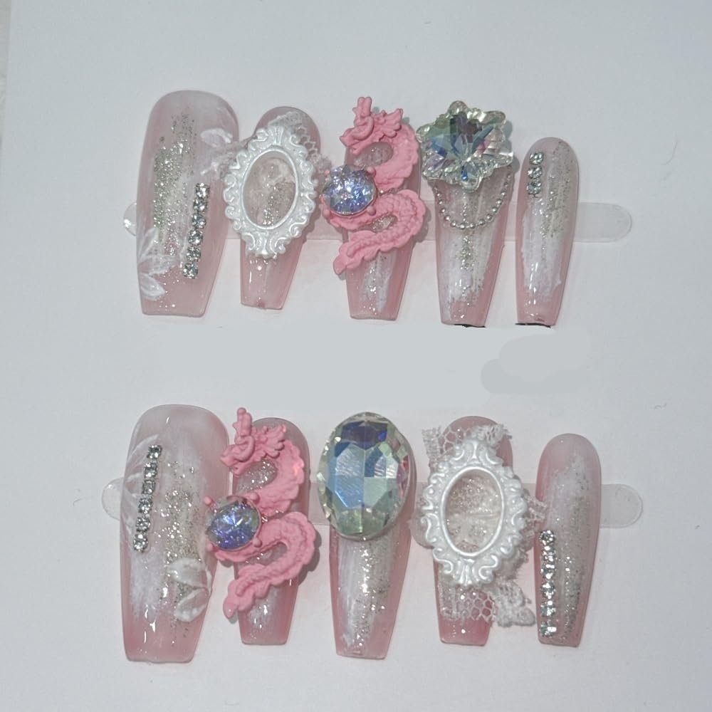 Nail Enhancement Chinese Loong Hand Wearing Removable False Nail Enhancement Patch(S)