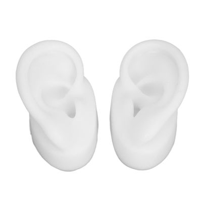 Fake Piercings, Fake Ear Piercing Reusable Left Right Ear Piercing Practice Model Silicone Ear Model Fake Ear Piercings for Jewelry Display Acupuncture Mannequin Learning (White)