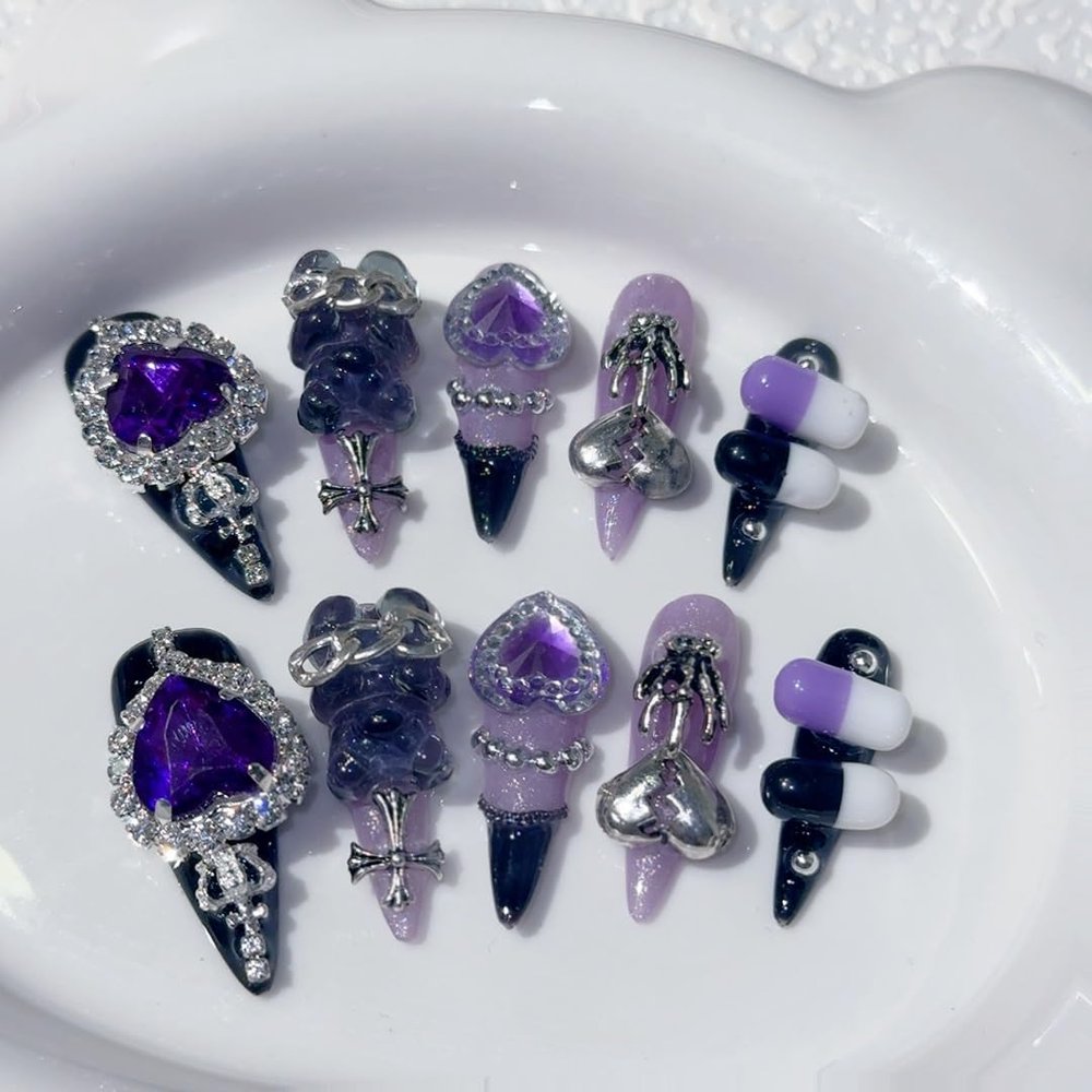Handmade Wearable Nail Patches - Detachable and Reusable Fake Nails(M)
