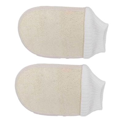 Beatifufu 2pcs Body Exfoliating Scrub Loofah Sponge Pads Gentle Cleansing Bath Gloves