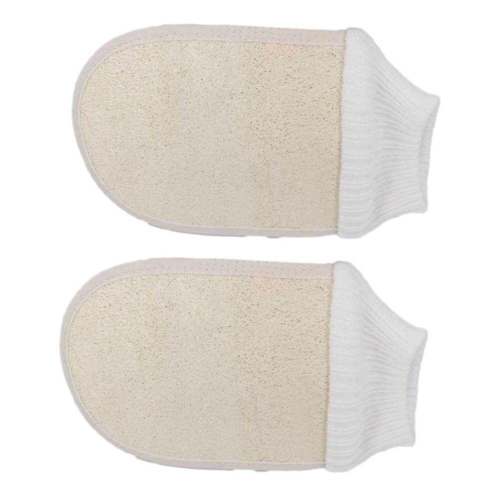 Beatifufu 2pcs Body Exfoliating Scrub Loofah Sponge Pads Gentle Cleansing Bath Gloves