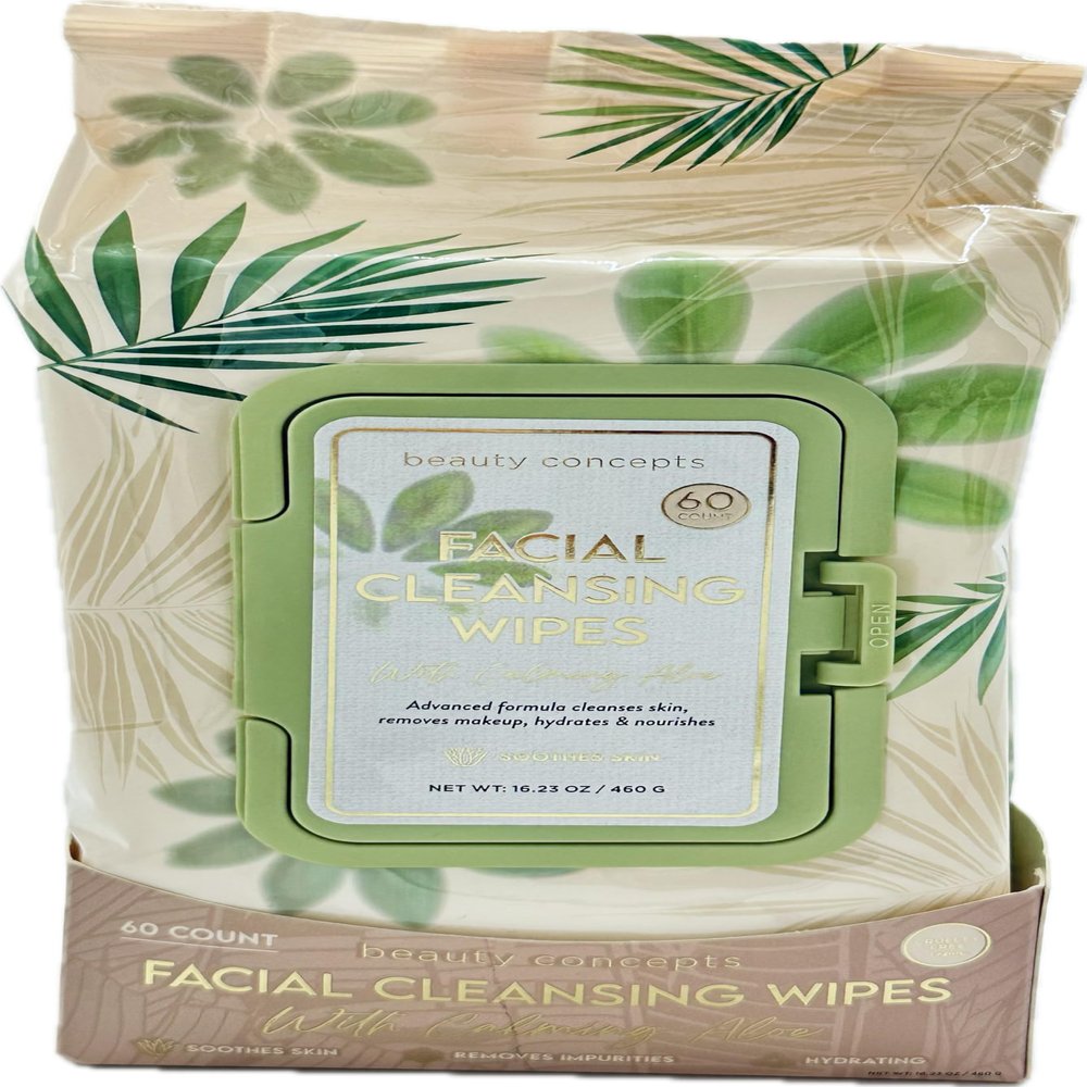 B.C BEAUTY CONCEPTS Facial Cleansing Wipes with Calming Aloe 60 ct Wipes