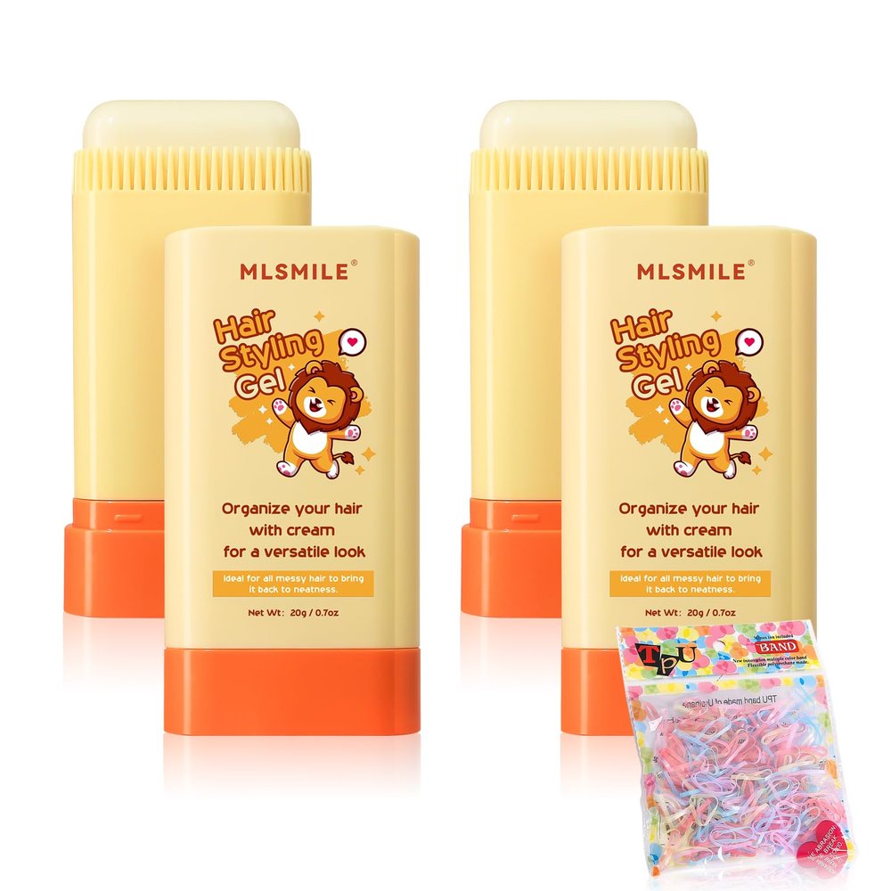 MLSMILE 2pcsHair Styling gel for Baby Hair Wax Stick with Built-in Comb Wax Stick for Hair Slick Stick Hair Care for Kids Styling Waxes for Fly Away & Edge Frizz Hair Refreshing Non-Greasy