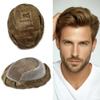 Toupee For Men Real Human Hair French Lace Hairpiece For Mens Toupee Hair System For Men Hair Replacement Lace Front Mens Hair Piece 6x9"-100% light to Medium density17# DARK ASH BLONDE view 1