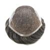 Mens Hair System French Lace Toupee For Men Real Human Hair Replacement System For Men Toupee Swiss Lace Front Mens Hair Piece6x9-80% light density#250 2# DARKEST BROWN+50% GREY view 4