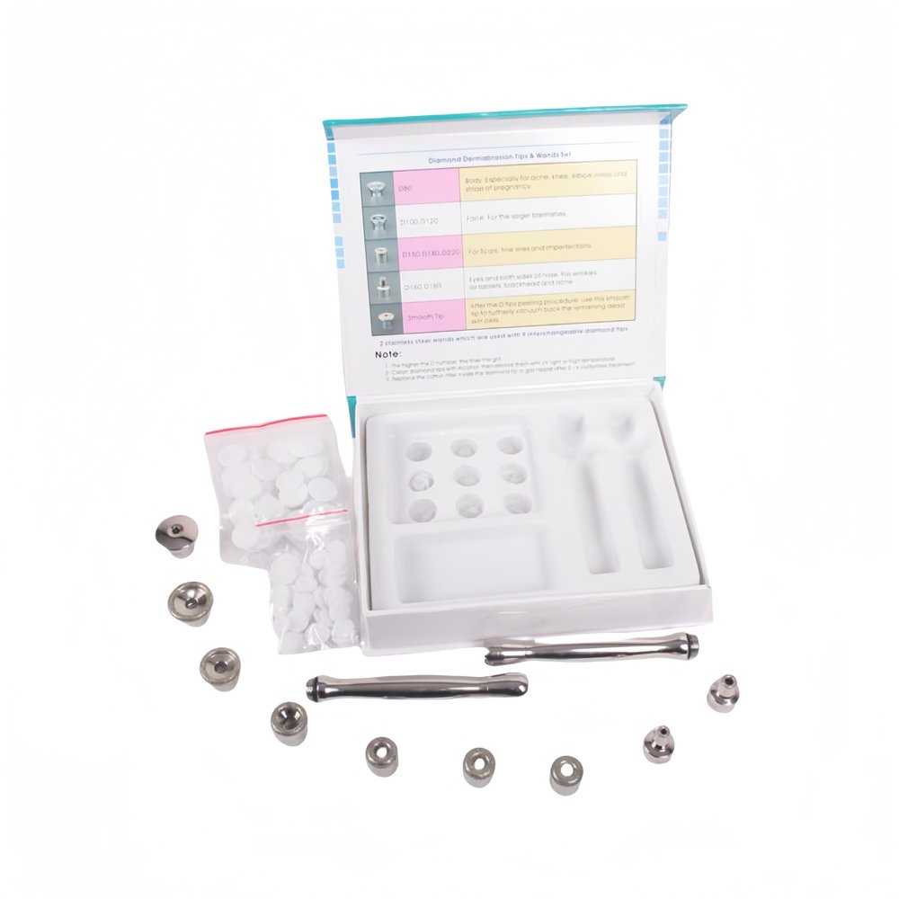 Diamond Microdermabrasion Tool Set, 9 Diamond Tips and 2 Wands