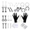 Body Piercing Kit Stainless Steel Tongue Rings Belly Button Piercing Jewelry Black 47PCS Jewelry. view 1