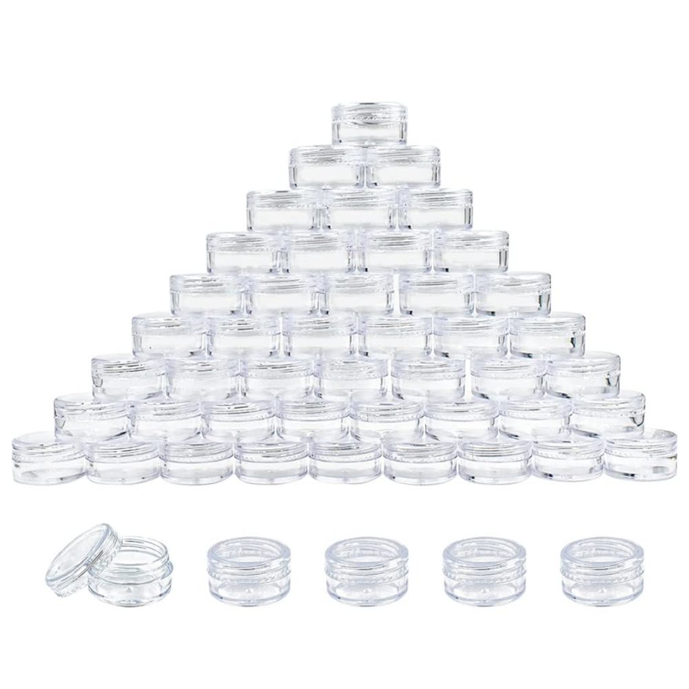 10pcs Make Up Jar Cosmetic Sample Empty Container Plastic Round Lid Small Bottle Eyeshadow Cream Travel Pot 2g 3g 5g 10g 15g 20g (Color : A Size : 10pcs x 5ml) (A 10pcs x 3ml)