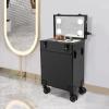 Bitodd Large Capacity Rechargeable Makeup Trolley Case, LED Rolling Makeup Case, Modern Portable Travel Makeup Case, 20W Makeup Storage Case, Hair Stylist Train Case for Traveling (3 Tier) view 4