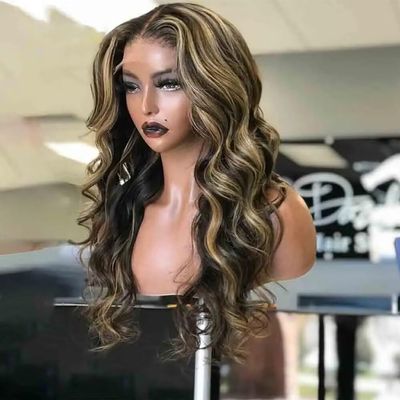 oulaer Honey Blonde Highlight 1B/27 Colored Wig Pre Plucked 13x6 Body Wave HD Transparent Lace Frontal Human Hair Wigs For Women 150% Density Natural Hairline Brazilian Remy Human Hair 30inch