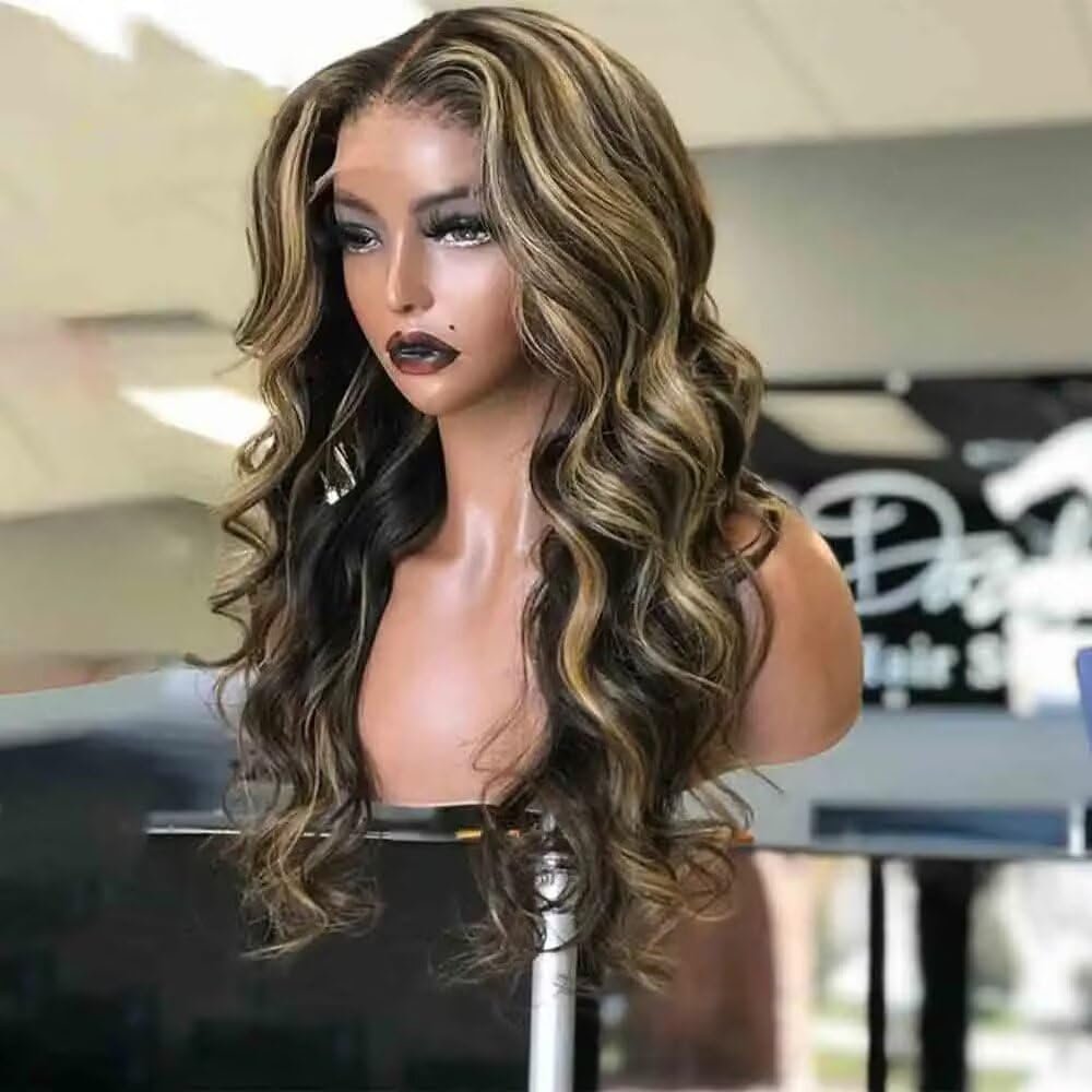 oulaer Honey Blonde Highlight 1B/27 Colored Wig Pre Plucked 13x6 Body Wave HD Transparent Lace Frontal Human Hair Wigs For Women 150% Density Natural Hairline Brazilian Remy Human Hair 30inch