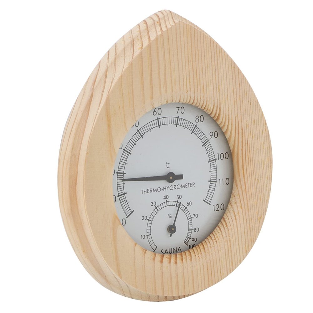 Drop Shaped Wood Hygrometer, Sauna Room Accessories, Hand Made, High Temperature Resistance, for Sauna Room and Sweat Room