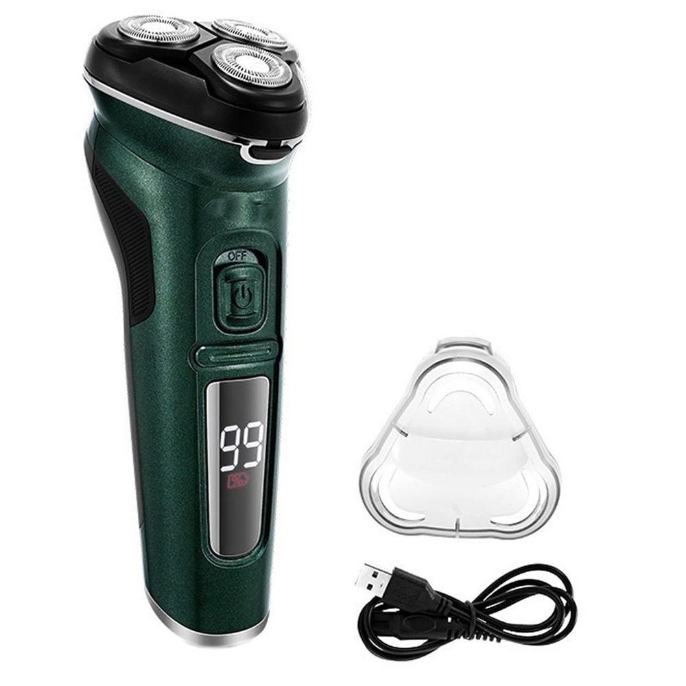 BJFSEAFN Powerful Cordless LCD Electric Shaver with Charger Base Wet Dry Beard Electric Razor Rechargeable Facial Shaving Machine for Men(Green with Box)
