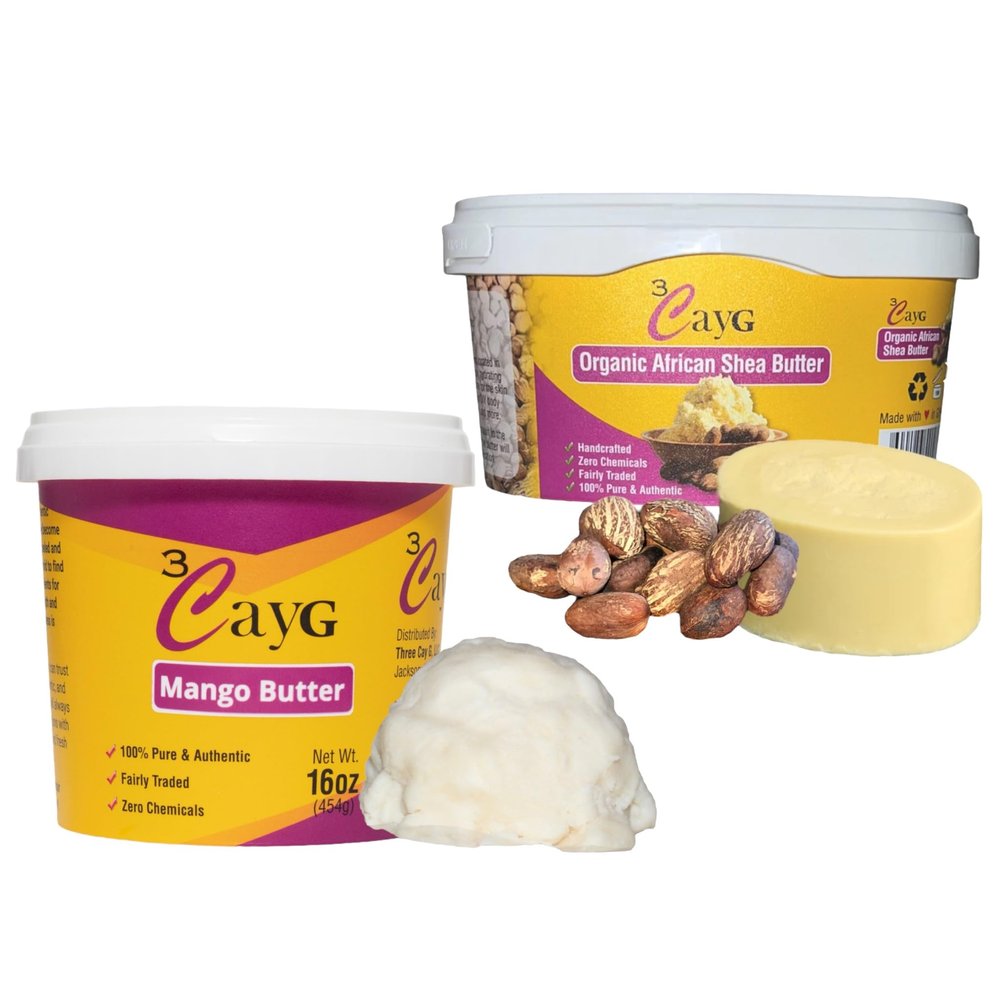 3CayG 1lb Mango and 1 Lb Shea Butter Bundle Pack for DIY Body Butters and More