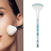 FashionCha Fan Makeup Brush Practical Ergonomic Handle Comfortable Face Highlighting Brush Brush for Women, Blue view 3