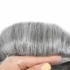 Toupee For Men Real Human Hair French Lace Hairpiece For Mens Toupee Hair System For Men Hair Replacement Lace Front Mens Hair Piece 7x9 80% light density#1B80 1B# OFF BLACK+80% GREY view 3