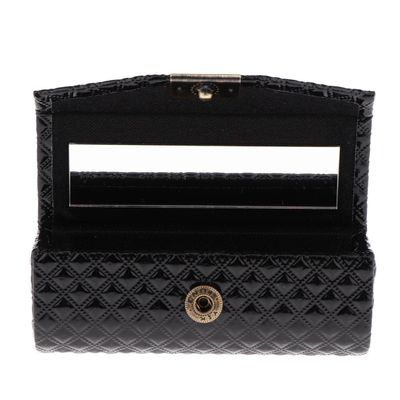 FashionCha PU Leather Single Lipstick Case Holder Storage Box W/Mirror for Purse, Black, 9x3.5x3.5 cm