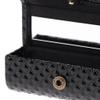 FashionCha PU Leather Single Lipstick Case Holder Storage Box W/Mirror for Purse, Black, 9x3.5x3.5 cm view 2
