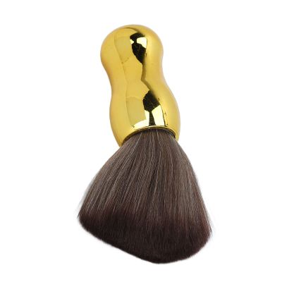 Barber Brush Neck Duster, Salon Barber Neck Duster Brush with Gold Handle Soft Nylon Hair Sweeping Cleaning Brush for Face Neck Cleaningc.