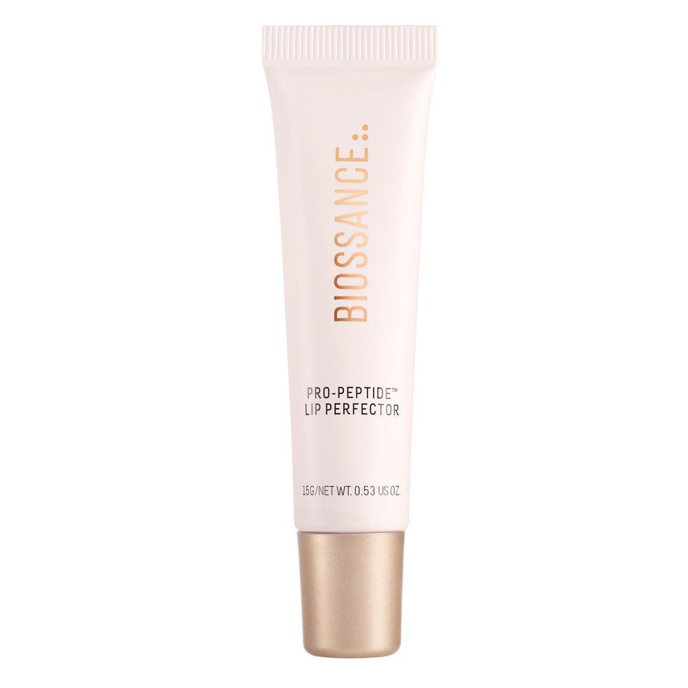 Biossance Pro-Peptide Lip Perfector Triple-Treat Vegan Lip Balm Deeply Hydrating with Pro-Peptides & Hyaluronic Acid Enhances Natural Lip Color Silky, Glossy Finish in H2Glow, Clear