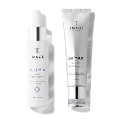 Neck Perfector Power Duo, ILUMA Intense Brightening Serum with the MAX Neck Lift Firming Cream for Fine Lines, by IMAGE Skincare