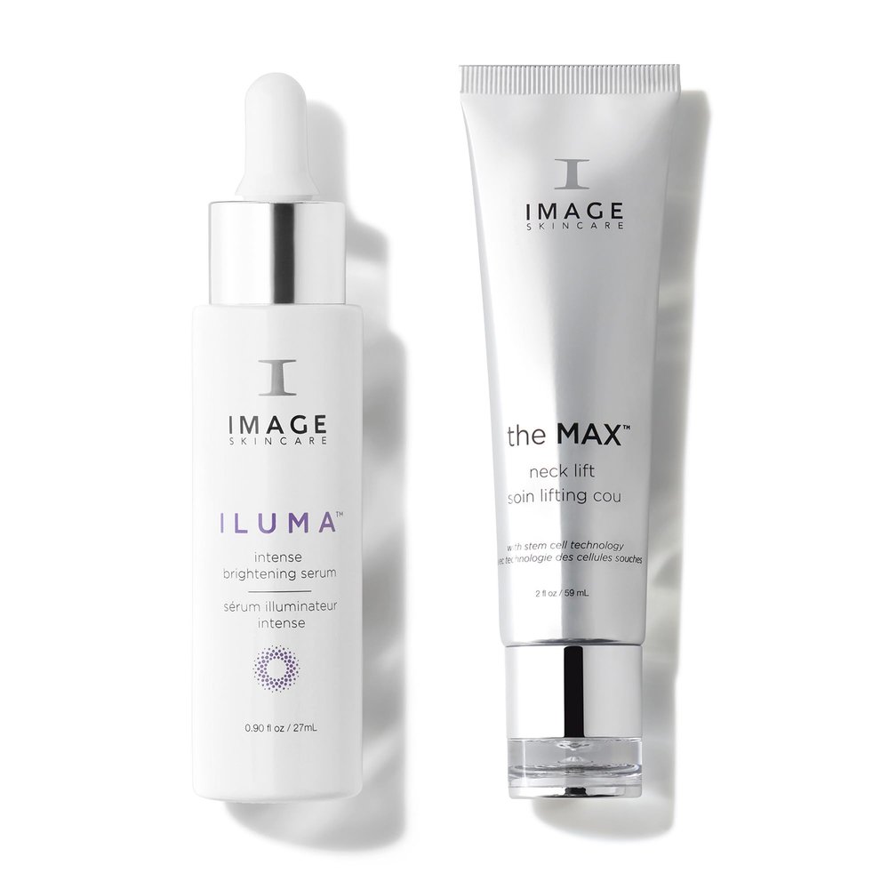 Neck Perfector Power Duo, ILUMA Intense Brightening Serum with the MAX Neck Lift Firming Cream for Fine Lines, by IMAGE Skincare
