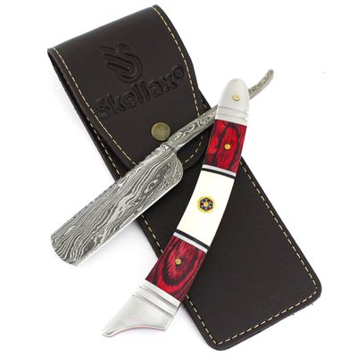Damascus Straight Razor - Custom Shaving Blade for men - Damascus Steel Barber Approved - Straight Edge Razor For Men - Mens Straight Razor Kit -Travel Case - Best Gift Set For Him