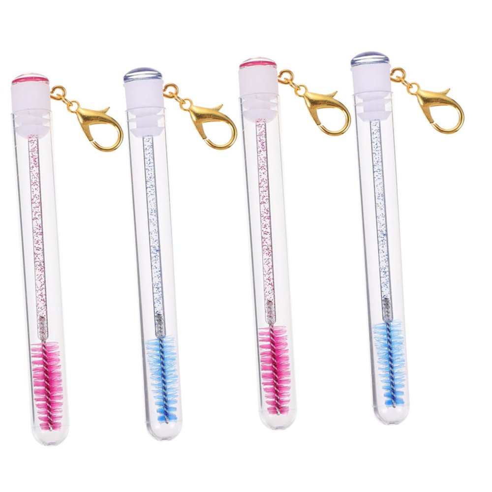 HAPINARY 4pcs Eyelash Brush Keychain Mascara Wands Versatile Applicator for Lash Extension Lightweight Portable