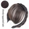 WANGHAI2024M Hair Bangs Bang Hair Bands Front Hair Bangs Fringe Hair Extensions Synthetic Fake Bangs Hair Neat Fringe Bangs with Double Row Braids Headband for Women Girls Bangs Extension(Dark brown) view 2
