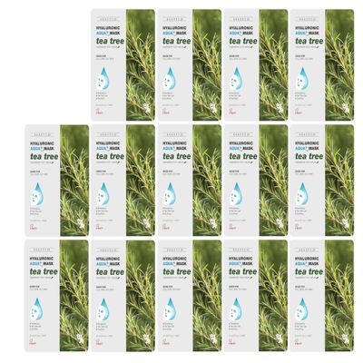 BEAUTY29 Hyaluronic Aqua Plus Essence Full Face Facial Sheet Mask 14 Sheets - 2 WEEKS SET (TEA TREE - 14 pack)