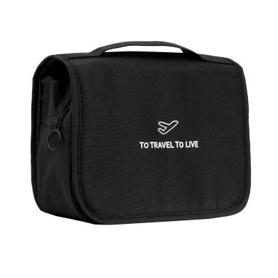 L&FY Hanging Travel Toiletry Bag Women's Cosmetic Organizer Makeup Case Pouch Men's Shaving Kits With Handle (Canvas Black)