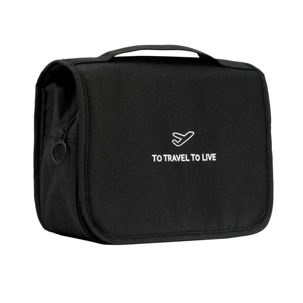 L&FY Hanging Travel Toiletry Bag Women's Cosmetic Organizer Makeup Case Pouch Men's Shaving Kits With Handle (Canvas Black)