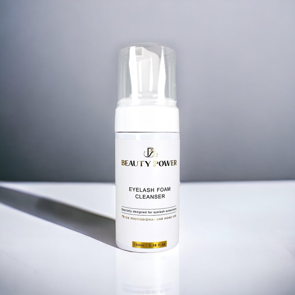 Beauty Power Eyelash Extension Foam Cleanser/Shampoo + Brush / 3.38 fl.oz / 100ml / Safe for Extensions & Natural Lashes/Safe Makeup Remover/Professional & Home Use Supplies