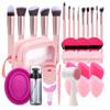 33PCS Makeup Foundation Brushes Tool Set with Sponges, Eyelash Curlers, Powder Puffs, Silicone Washing Bowls, Eye Aids, Nano Spray Bottles, Exfoliating Face Brushes, Eyebrow Trimming, Storage Bag view 1