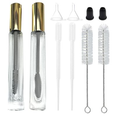 fupah Empty Mascara Tube and Wand Glass, Lip Gloss Tube, Refillable Makeup Containers, 10ml, Glass, Crystal Clear Vision, Leak Proof, Reusable, Travel Ready