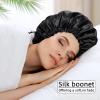 Satin Silk Bonnet for Curly Hair Bonnet Braid Bonnet for Sleeping Bonnets for Women Large Double-Layer Adjustable(2Pcs Black) view 3