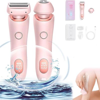 Women's Electric Shaver, Portable 2-in-1 Women's Hair Trimmer, Wet Dry Electric Shaver for Underarms, Legs Arms,Pink