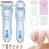 Women's Electric Shaver, Portable 2-in-1 Women's Hair Trimmer, Wet Dry Electric Shaver for Underarms, Legs Arms,Blue view 1