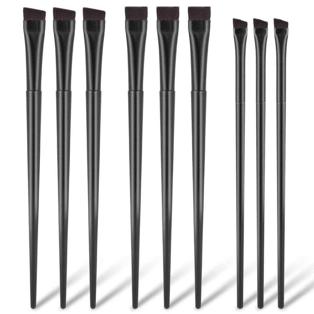9 Pcs Angled Eyeliner and Eyebrow Brush Set - Flat Tint, Fine Slanted Applicator, Ultra Thin Makeup Brush for Eyeshadow and Eyeliner