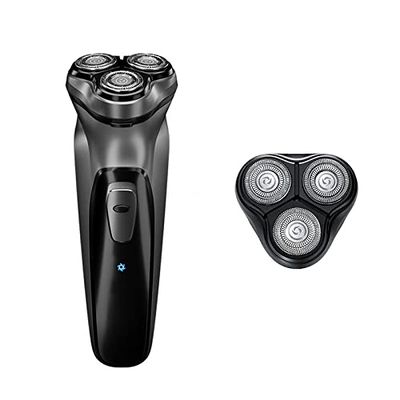 BJFSEAFN Electric Shaver Men's Electric Razor Triple Blade Shaving Machines USB Rechargeable Beard Trimmer High Power(Silver 1 Razor Head)