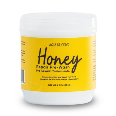Agua de Cielo Honey Repair Pre-Shampoo - Potent Hair Mask for Dry, Damaged & Color-Treated Hair, Hydrates, Protects & Prevents Breakage, With Castor Oil, Shea Butter & Hydrolyzed Keratin - 8 Oz