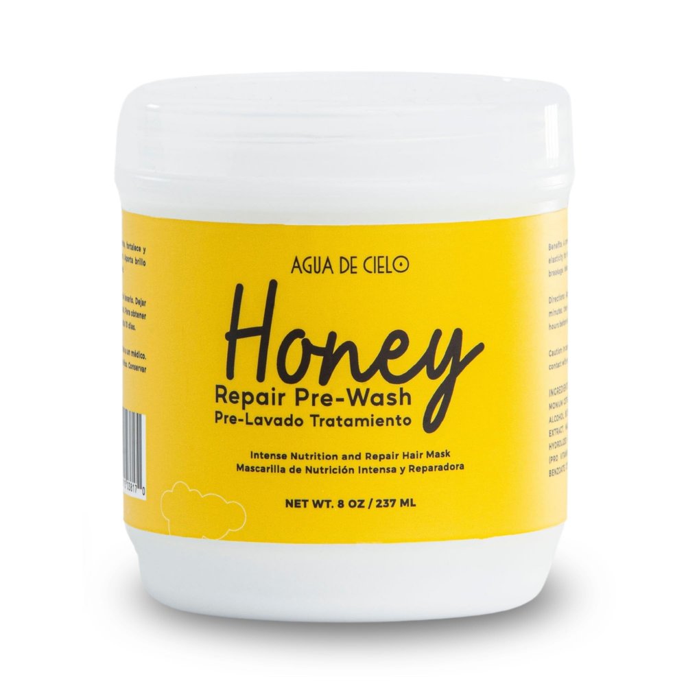 Agua de Cielo Honey Repair Pre-Shampoo - Potent Hair Mask for Dry, Damaged & Color-Treated Hair, Hydrates, Protects & Prevents Breakage, With Castor Oil, Shea Butter & Hydrolyzed Keratin - 8 Oz