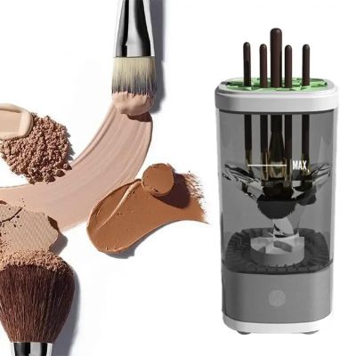 Electric Makeup Brush Cleaner, USB Plug Efficient Automatic Spinner Makeup Brush Holder Stand Women Lazy Makeup Brush Cleaner for Makeup Lovers & Professionals (Grey white, A)