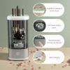 Electric Makeup Brush Cleaner, USB Plug Efficient Automatic Spinner Makeup Brush Holder Stand Women Lazy Makeup Brush Cleaner for Makeup Lovers & Professionals (Grey white, A) view 3