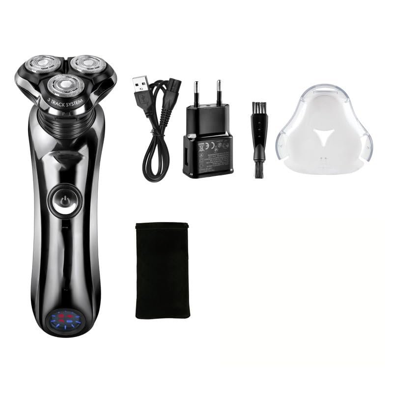 BJFSEAFN Men's Electric Shaver Waterproof 3D Rotary Shaver Fast Rechargeable with Intelligent Cleaning System Facial Shaver