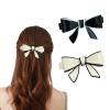 2 Pieces Hair Bow Barrettes for Women Resin Black & White Minimalist Style Hair Clips French Barrettes Hair Accessories view 1
