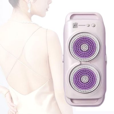 JOSBY Waterproof Wall Mounted Back Scrubber, 360 Automatic Rota Electric Exfoliating Bath Wash Pad, 2-Speed Adjustment, with 4 Brush Heads, Charging Overcharge Protection, for Shower, Deep Cleansing